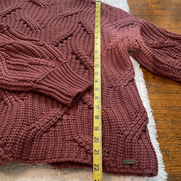 Savvi - Jessie - Women’s sweater, cable knit, burgundy, size medium. - Picture 7 of 11